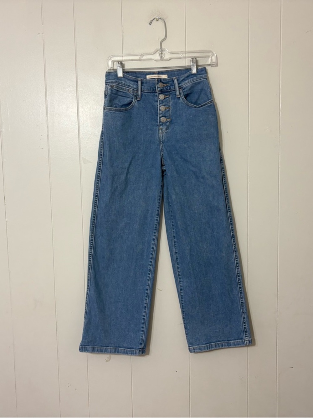 Levi’s Mile High Wide Leg Cropped Jeans Women’s Size 25 High Rise Button Fly